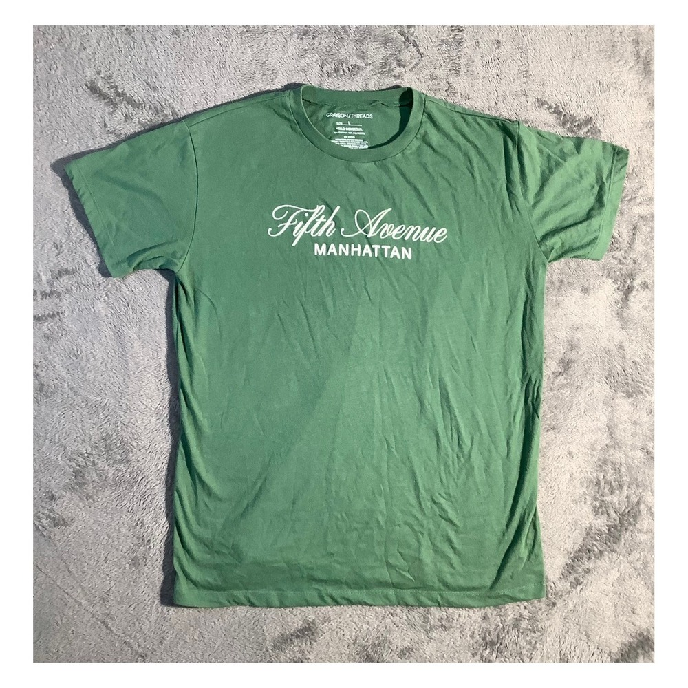 Grayson/Threads Fifth Avenue Manhattan Graphic T-Shirt Green Women's Size L